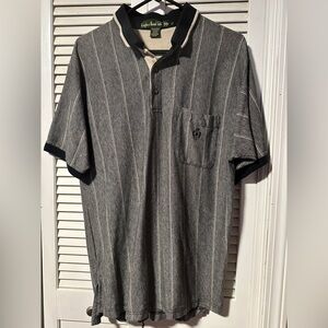 Polo Shirt Men’s L Knights Round Table Black Striped Shirt